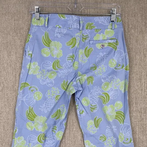 VTG Lilly Pulitzer Pants 2 Purple Fruit Capri Crop Chino Floral Wide Leg - Picture 7 of 12